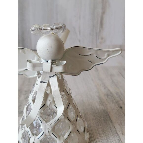 Metal white angel wing beaded ornament Xmas - Picture 3 of 10